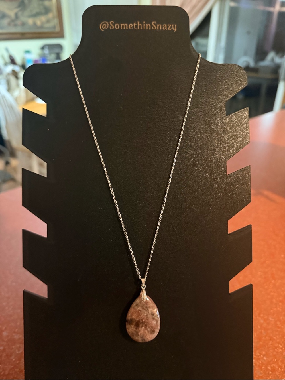 Natural Stone Tear Drop Pendant Necklace NEW 17”-19” - Picture 10 of 14